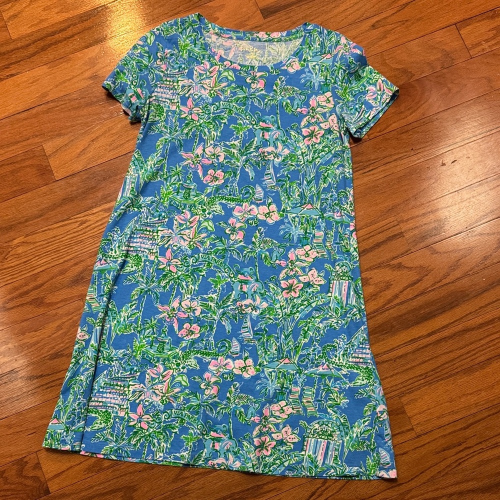 Lilly Pulitzer Vibrant Blue and Pink Floral Top